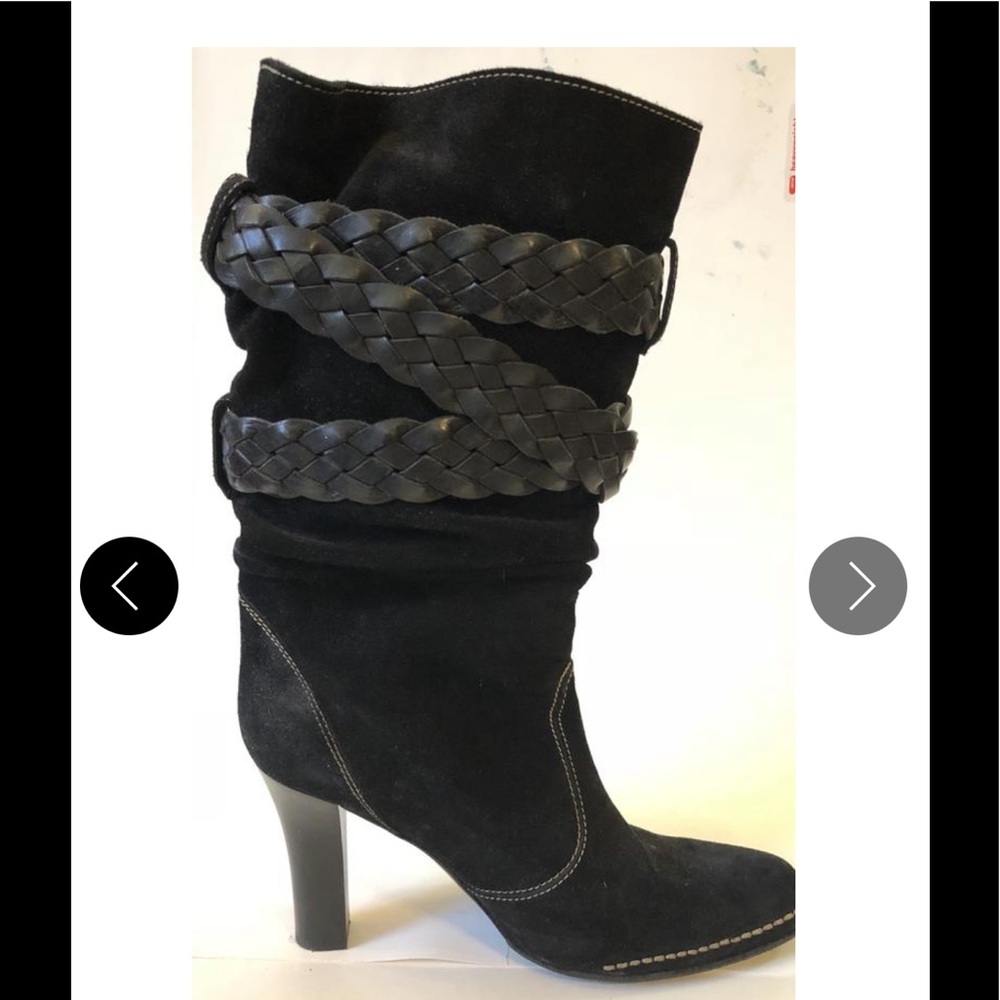 Coach Randie Black Suede/Leather Boots Size 6.5 - Picture 2 of 5